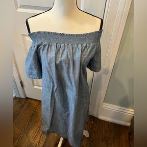 J Crew light denim color dress (off the shoulder or on shoulder)